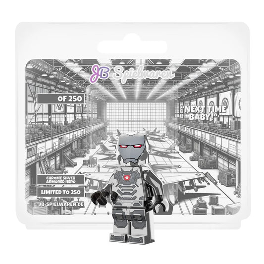 Chrome Silver Armored Hero Custom Minifigure - Bricks and Minifigs Sioux Falls